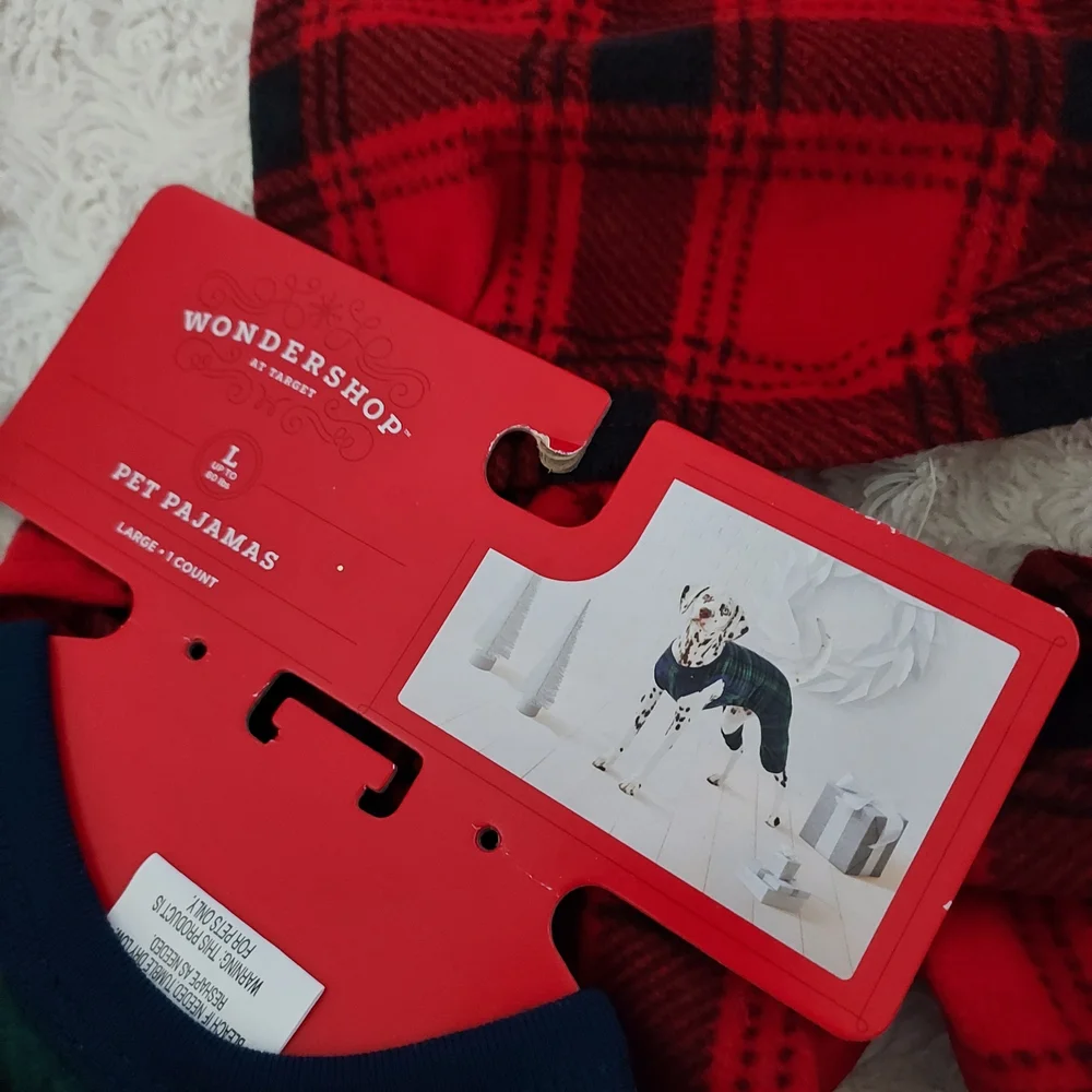 Fun Red Plaid Dog Pajamas Large & Yummy Blue Buffalo Snacks Treats